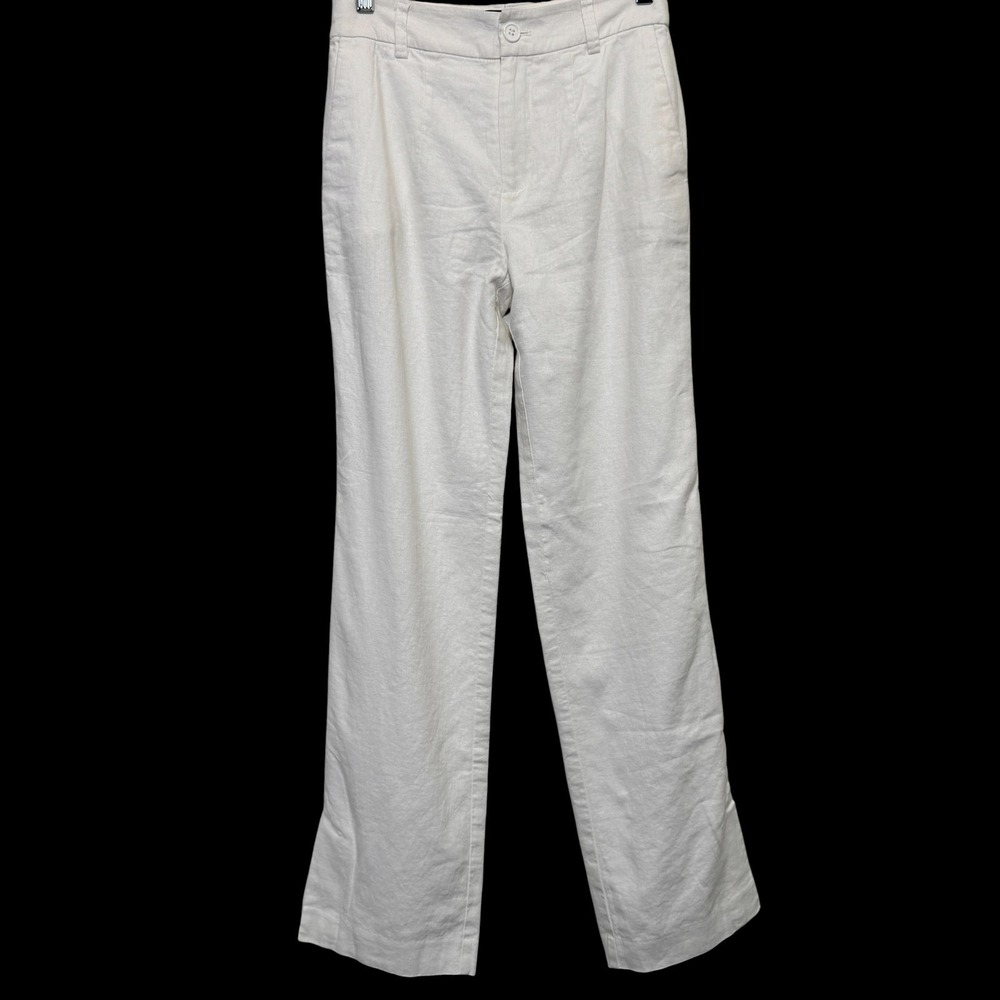 Sanctuary Womens Dress‎ Pant 24 White Linen Blend Lined Split Hem Dressy Office